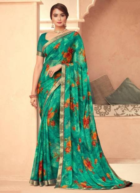 Sea Green Colour RUCHI BAHAAR 2nd EDITION Designer Regular Casual Wear Chiffon Printed Saree Collection 10805-B